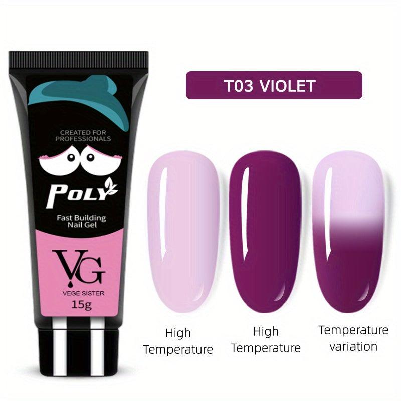 Temperature Changing Poly Nail Gel Rose Red Gray Nail Extension Gel