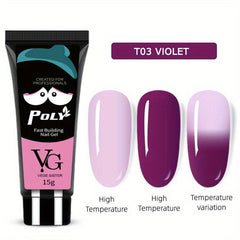 Temperature Changing Poly Nail Gel Rose Red Gray Nail Extension Gel
