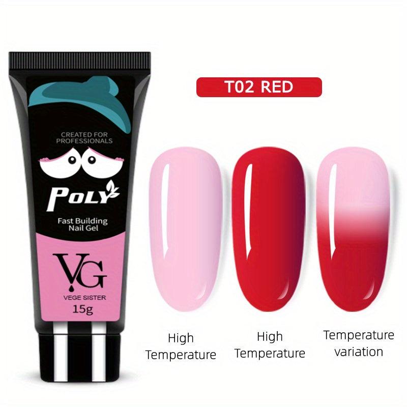 Temperature Changing Poly Nail Gel Rose Red Gray Nail Extension Gel