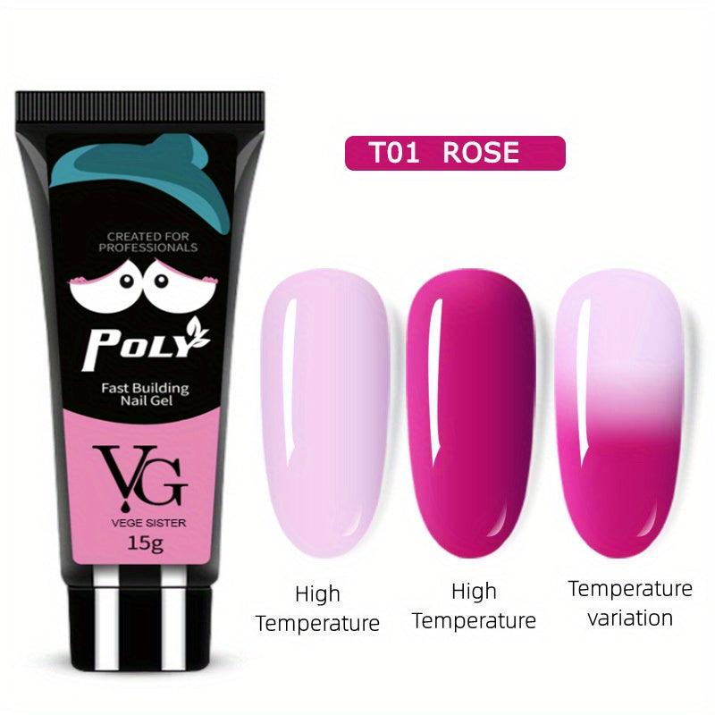 Temperature Changing Poly Nail Gel Rose Red Gray Nail Extension Gel