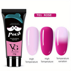 Temperature Changing Poly Nail Gel Rose Red Gray Nail Extension Gel