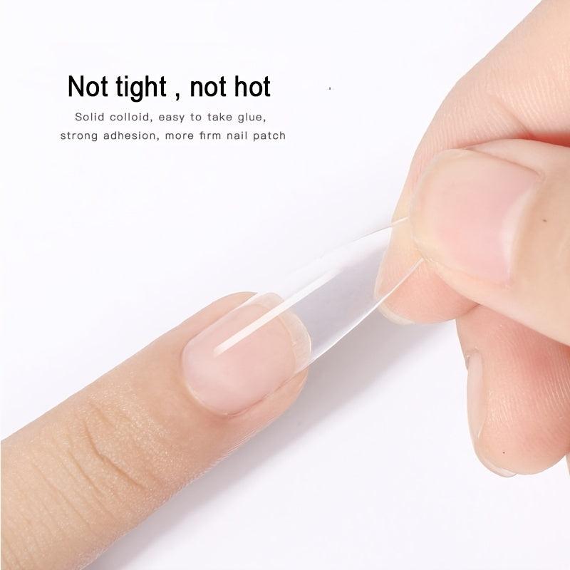 Clear Rhinestone Gel Nail Tips with No Wipe Adhesive