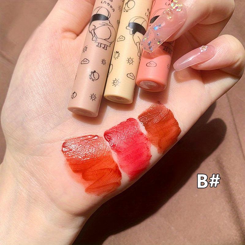 Sweet Fart Peach 3 Pcs Set Lipstick Lip Glaze Long Lasting Waterproof