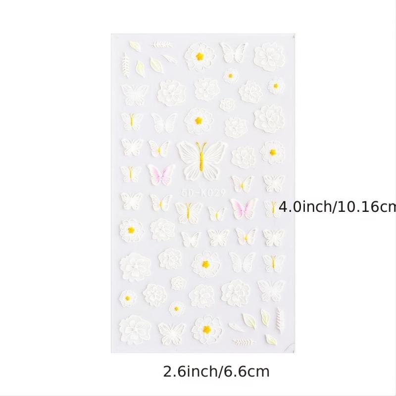 3D Embossed Flowers Nail Stickers Decals Lace Rose Nail Supplies DIY Acrylic