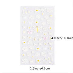 3D Embossed Flowers Nail Stickers Decals Lace Rose Nail Supplies DIY Acrylic