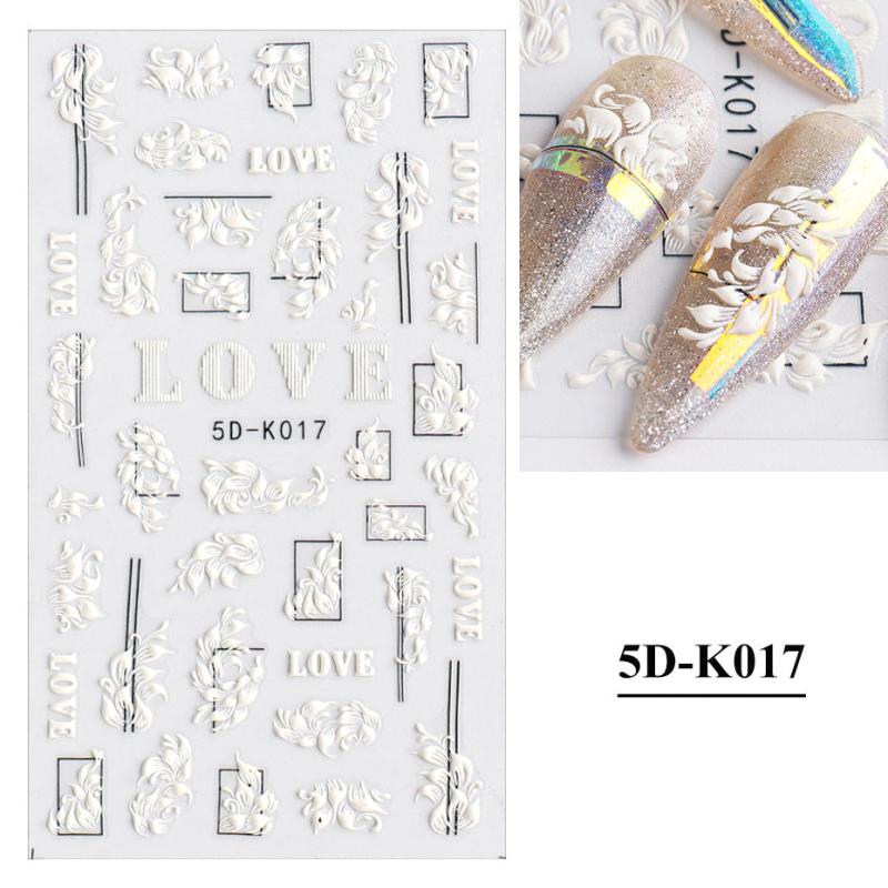 3D Embossed Flowers Nail Stickers Decals Lace Rose Nail Supplies DIY Acrylic