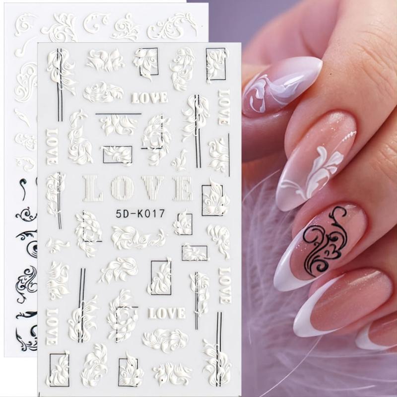 3D Embossed Flowers Nail Stickers Decals Lace Rose Nail Supplies DIY Acrylic