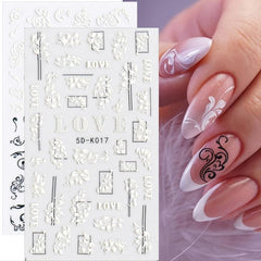 3D Embossed Flowers Nail Stickers Decals Lace Rose Nail Supplies DIY Acrylic