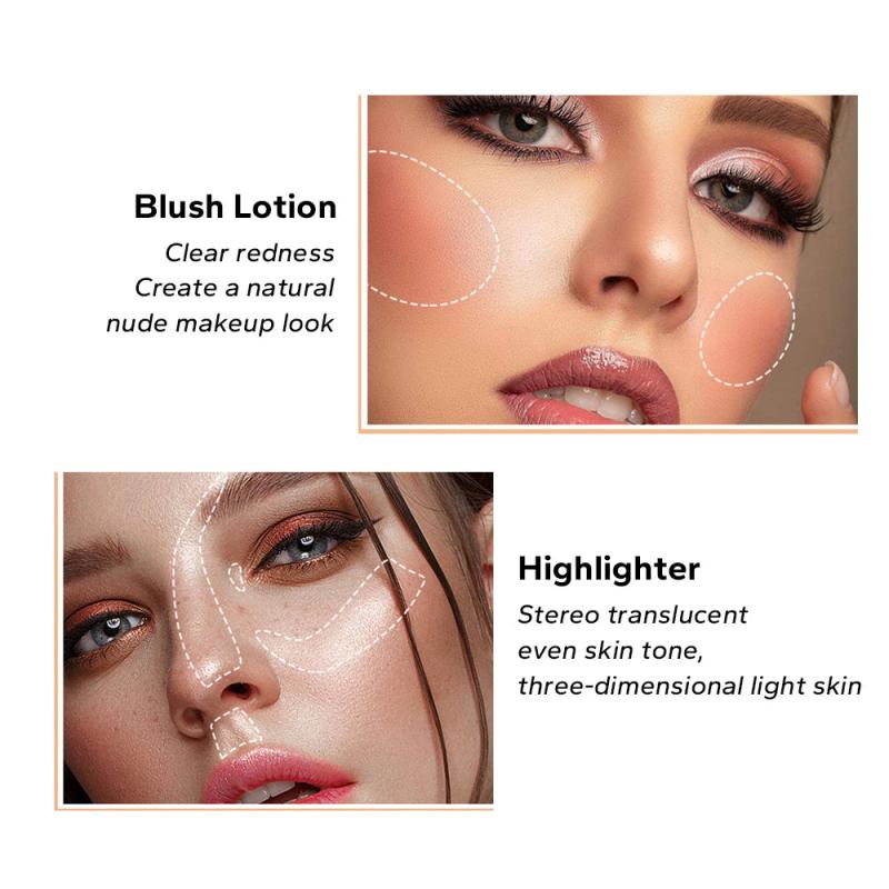 3pcs Liquid Blush Set with Sponge Applicator - Berry Tone Makeup