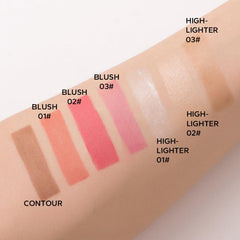 3pcs Liquid Blush Set with Sponge Applicator - Berry Tone Makeup