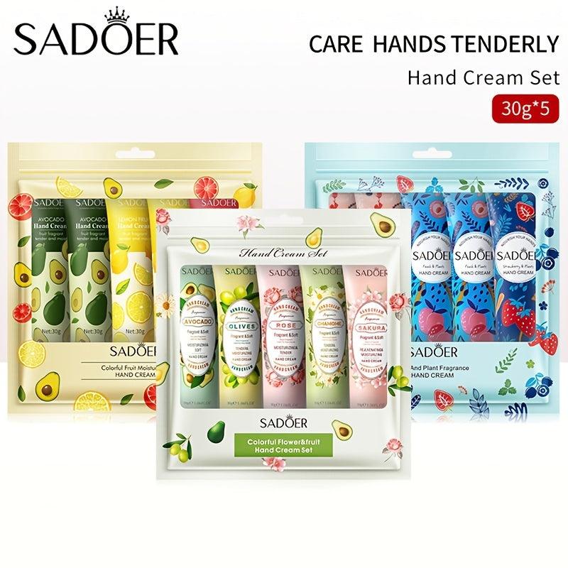 SADOER Hand Cream Gift Set For Women Girls 5 Pcs X 30g