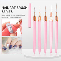 Nail Art Liner Brush DIY Drawing Lines Stripe Flower Painting Pen Manicure Pink