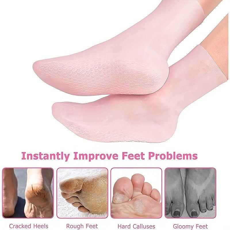 Silicone Gel Socks Moisturizing Foot Cover For Women Pink