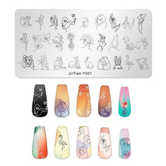 Fruit Animal Abstract Stamping Plate Set of 12 Manicure Templates