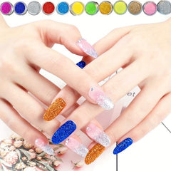 Professional Acrylic Nail Kit Set - 12 Glitter Acrylic Powder Nail Art Tips