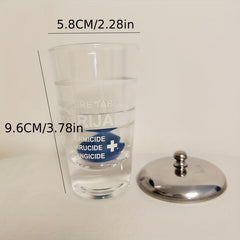 Nail Art Crystal Disinfection Glass Cup Stainless Steel Metal Lid