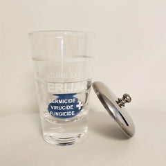 Nail Art Crystal Disinfection Glass Cup Stainless Steel Metal Lid