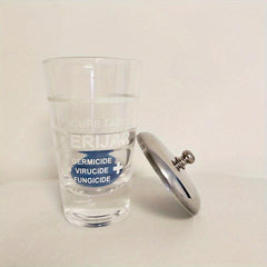 Nail Art Crystal Disinfection Glass Cup Stainless Steel Metal Lid
