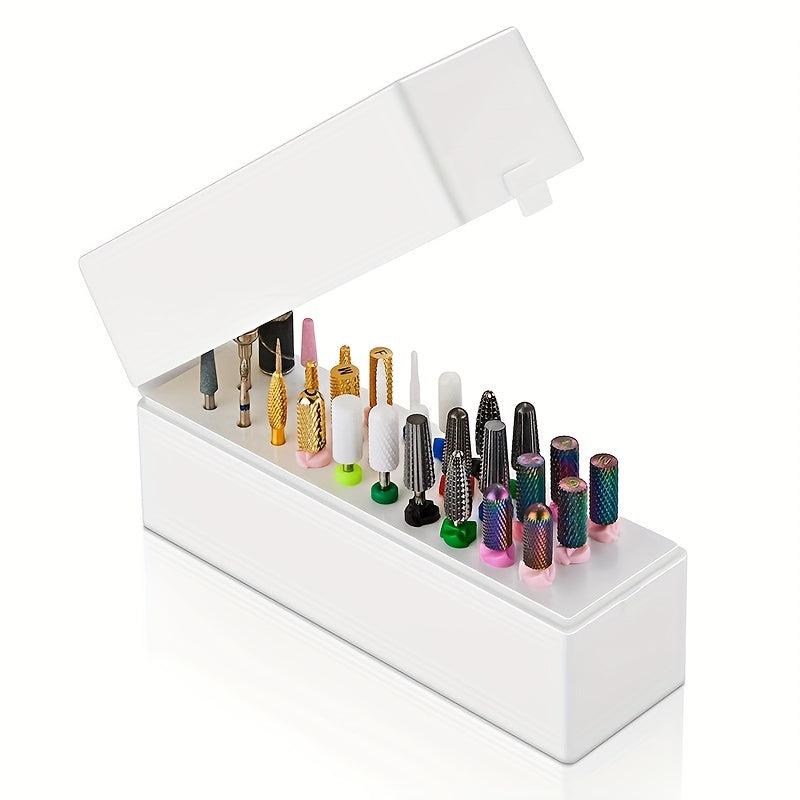 30 Holes Nail Art Drill Holder Dustproof Display Organizer Box