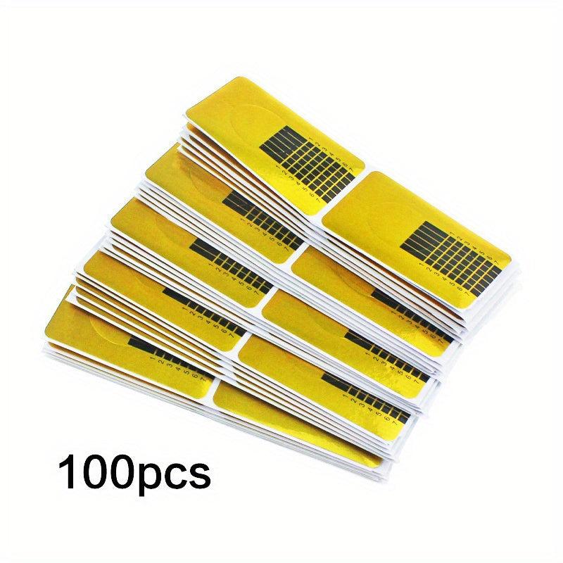 100pcs French Nail Form Tips Acrylic Tip Nails Sticker Extension Curl Form