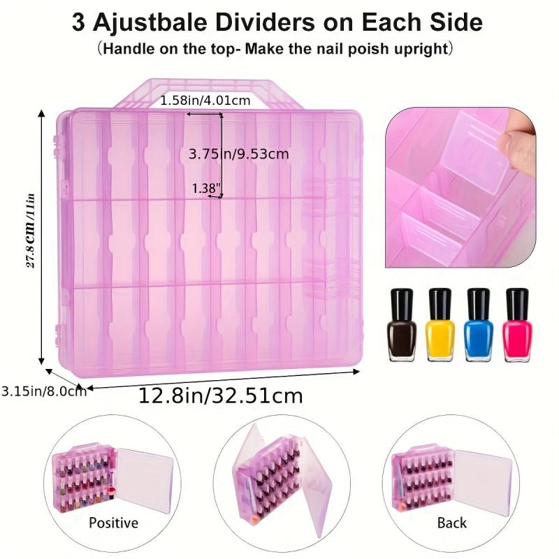 Clear Nail Polish Holder for 48 Bottles with Dividers