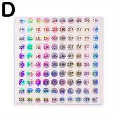 Nail Bottle Number Stickers Round Laser Waterproof Coding Album Label 1 500