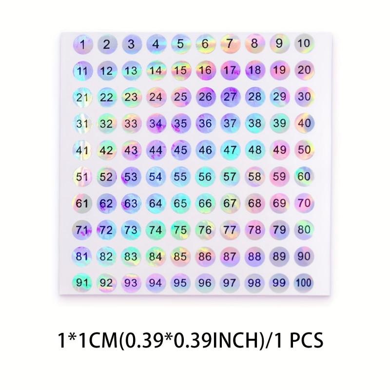 Nail Bottle Number Stickers Round Laser Waterproof Coding Album Label 1 500