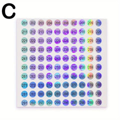 Nail Bottle Number Stickers Round Laser Waterproof Coding Album Label 1 500