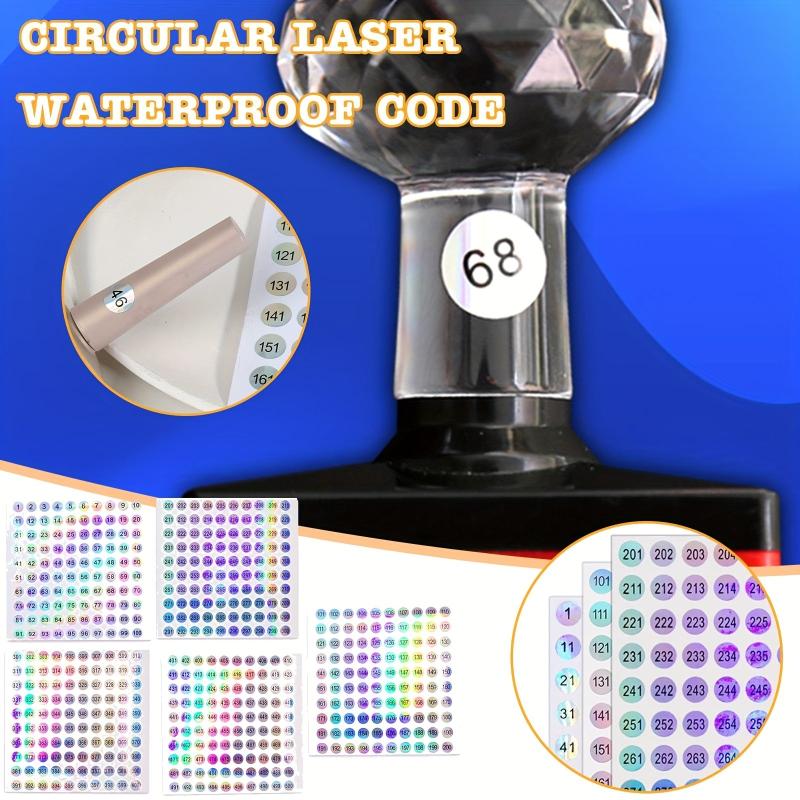 Nail Bottle Number Stickers Round Laser Waterproof Coding Album Label 1 500