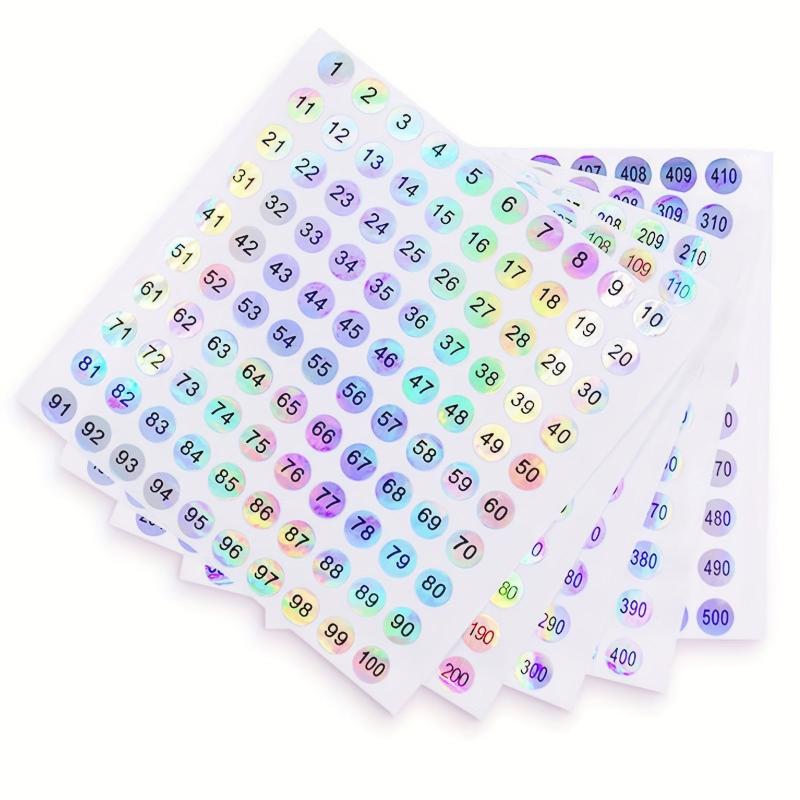 Nail Bottle Number Stickers Round Laser Waterproof Coding Album Label 1 500