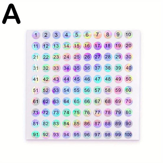 Nail Bottle Number Stickers Round Laser Waterproof Coding Album Label 1 500