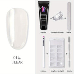 6-Piece Nail Art Extension Glue Set w/ Clip, File, Brush, Pusher, Tips, Gel