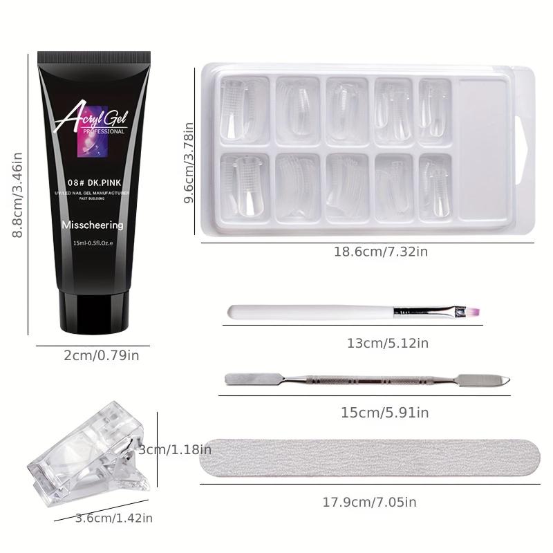 6-Piece Nail Art Extension Glue Set w/ Clip, File, Brush, Pusher, Tips, Gel