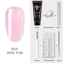 6-Piece Nail Art Extension Glue Set w/ Clip, File, Brush, Pusher, Tips, Gel