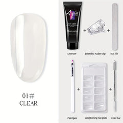 6-Piece Nail Art Extension Glue Set w/ Clip, File, Brush, Pusher, Tips, Gel