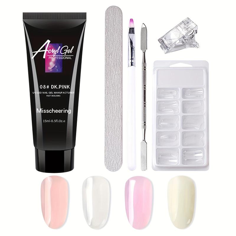 6-Piece Nail Art Extension Glue Set w/ Clip, File, Brush, Pusher, Tips, Gel