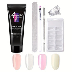 6-Piece Nail Art Extension Glue Set w/ Clip, File, Brush, Pusher, Tips, Gel
