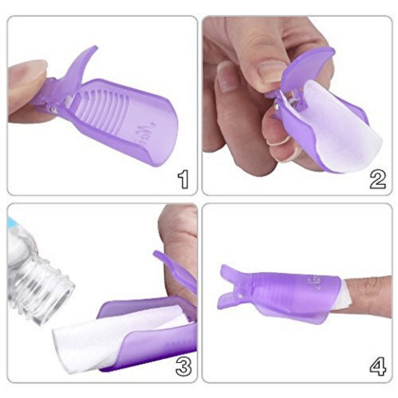 10 Pcs Acrylic Nail Art Soak Off Cap Clip Uv Gel Remover Wrap Cleaner