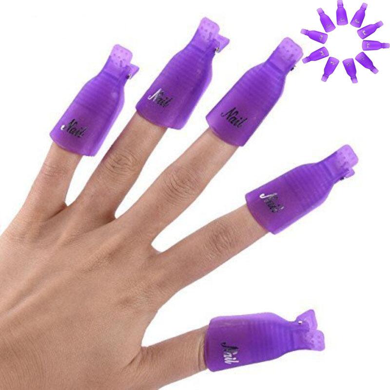 10 Pcs Acrylic Nail Art Soak Off Cap Clip Uv Gel Remover Wrap Cleaner