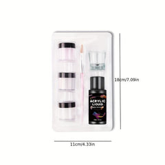 Acrylic Nail Kit 3 Colors Nude Set with Brush & Cup