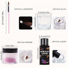 Acrylic Nail Kit 3 Colors Nude Set with Brush & Cup