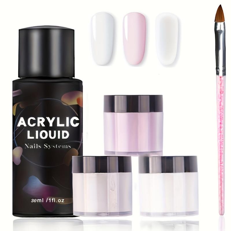 Acrylic Nail Kit 3 Colors Nude Set with Brush & Cup