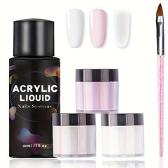 Acrylic Nail Kit 3 Colors Nude Set with Brush & Cup
