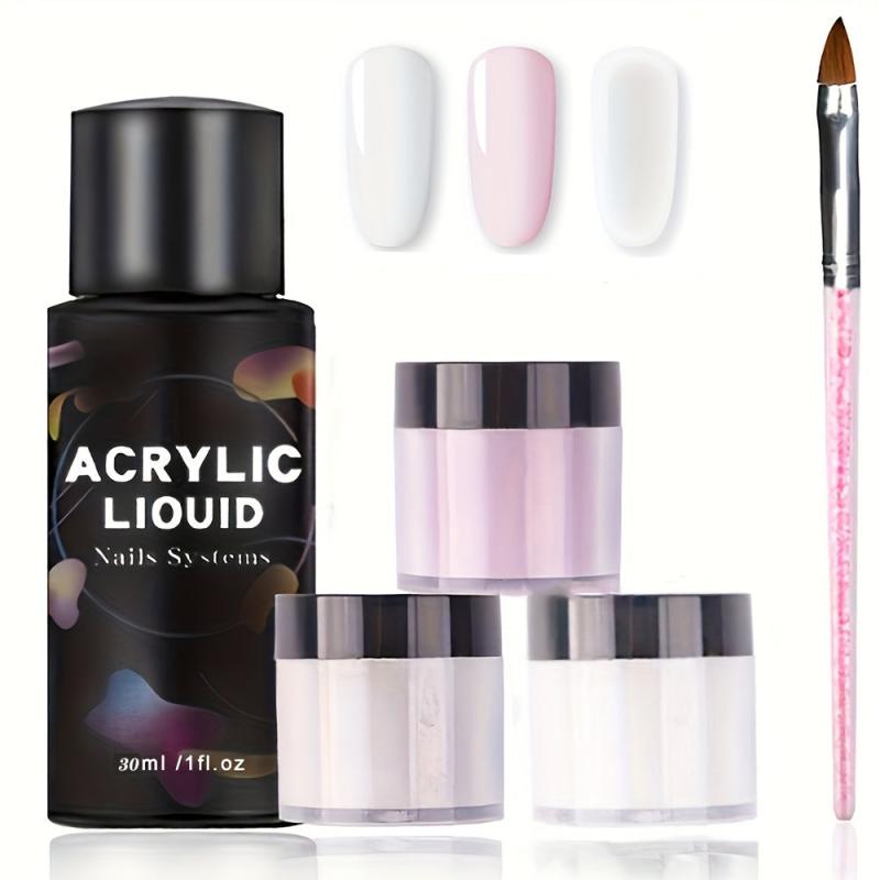 Acrylic Nail Kit 3 Colors Nude Set with Brush & Cup