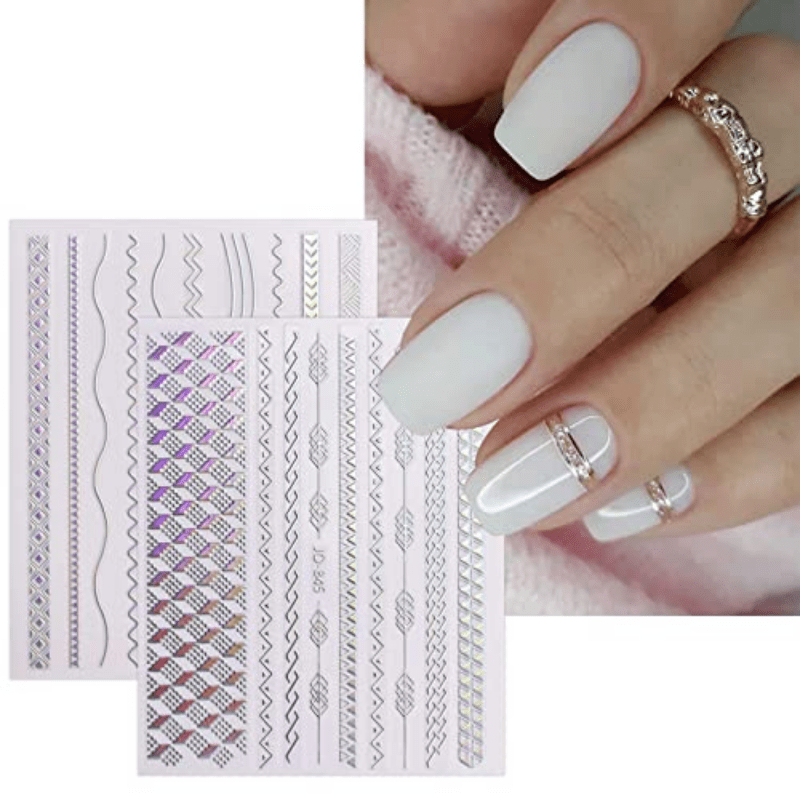 Sparkling Holographic Nail Art Stickers Self Adhesive Glitter Decals