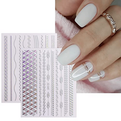 Sparkling Holographic Nail Art Stickers Self Adhesive Glitter Decals