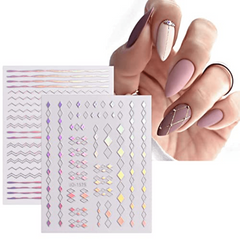 Sparkling Holographic Nail Art Stickers Self Adhesive Glitter Decals