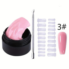 Non Stick Hand Gel Nail Polish Set - Clear Nude Solid Nail Tips Painting Gel Kit