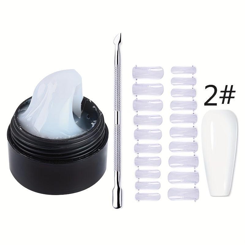 Non Stick Hand Gel Nail Polish Set - Clear Nude Solid Nail Tips Painting Gel Kit