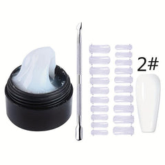 Non Stick Hand Gel Nail Polish Set - Clear Nude Solid Nail Tips Painting Gel Kit